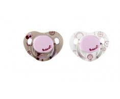 Badabulle 2 Sucettes Physio Fille 12-36 Mois Rose/Taupe/Blanc