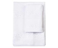 Filet - Set de serviettes avec invité 100% éponge de coton teinte unie avec insert en toile Aïda à broder - Blanc