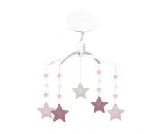TROUSSELIER - Mobile Musical - Etoiles - Tissu en Lin - Musique Lullaby de Mozart - Classique Chic - Idéal Cadeau de Naissance - Facile à Installer - Colori Rose