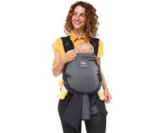 manduca DUO Porte-Bebe > grey/gris < Porte Bébé & Echarpe de Portage Bebe en même temps, Système Innovant Click&Tie, Ceinture Ventrale en Option, Coton Biologique, Nouveau-nés & Enfants 3,5-15kg