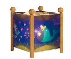 TROUSSELIER - Ninon Sirène - Veilleuse - Lanterne Magique - Idéal Cadeau Enfant - Dessin animé - Lumière rassurante - Couleur Bois Naturel - Ampoule 12V 10W inclue - Prise Elec. EU