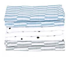 Lot de 7 serviettes de toilette pour bébé en mousseline de coton Bleu palissandre 30 x 30 cm