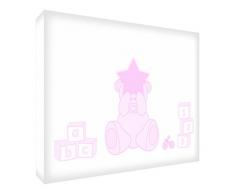 Feel Good Art Ours de Nounours Mignon Bloc Cadeau de Naissance Décoratif en Acrylique/Transparent Rose Pâle 10,5 x 7,4 x 2 cm