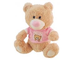 BIECO 04014435 ours en peluche danniversaire, beige, environ 42 cm, avec T-shirtJoyeux anniversaire, rose