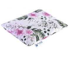 Coussin chauffant en noyaux de cerise 500 g rectangulaire 20 x 25 cm 100% coton certifié Öko-Tex 100% coton Medi Partners Chaleur + thérapie par le froid Thérapie de massage (fleurs rose)