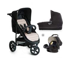 Hauck Rapid 3 Plus Trio Set Poussette Combinée 3 en 1 jusquà 25 kg avec Nacelle + Siège Auto Cosi + Poussette 3 Roues avec Position Couchée de 0 Mois, Poignée Réglable, Compacte - Noir Beige