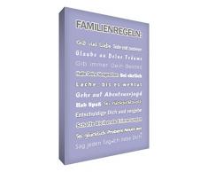 Little Helper fr1216–16 G Feel Good Art Tableau décoration murale Impression sur toile deLes règles de la famille Typographie moderne, 40 x 30 cm, violet