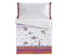 Eiffel textile France – Housse de couette, 100 x 120 cm, mauve/orange