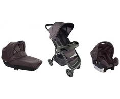 Mon Bebe 1928661630 Trio Amble Poussette 3 en 1 Trio avec Siège Auto Cosi et Nacelle, Ebony Grey