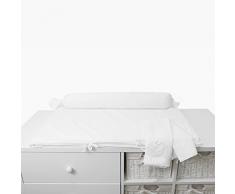 Tots by Smart Rike 250–106 HOUSSE POUR Matelas à langer, Pure White Flowers, avec extra de traversin 100% coton WOL lperkale, 80 x 58 x 4 cm, blanc
