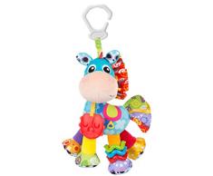 Playgro Peluche dActivités Cheval Clip Clop, Jouet pour Poussette, Dès la naissance, Bleu/Multicolore, 40182