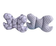 Medi Partners Coussin de nuque pour enfant 100% coton/Minky Baby pour voiture, voiture, voyage, dormir, cou, coussin (Miki avec gris minky)