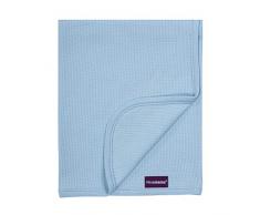 Clevamama Couverture en Coton Gaufré Nid dAbeille pour Nouveau-Né Et Bébé - Couverture pour Couffin, Chancelière, Poussette, Berceau - 70 x 90 - Bleu