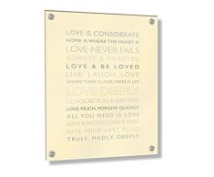 Feel Good Art Mural Cadre en acrylique avec Confrontation Boulons (30 x 20 x 20 x 0,6 cm, petit, crème, Love Profondeur/chambre DÈcor)