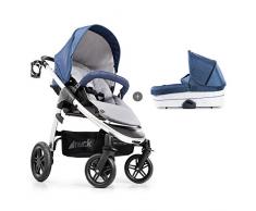 Hauck Saturn R Duoset Poussette jusquà 25 kg + Couvre Jambes + Nacelle Bébé, Siège Reversible, Porte Gobelet, Réglable en Hauteur, Pliable Compacte, Compatible avec Siège Auto Cosi – Bleu