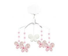 TROUSSELIER - Mobile Musical - Papillon - Coton imprimé Fleurs Roses - Musique Lullaby de Brahms - Classique Chic - Idéal Cadeau de Naissance - Facile à Installer - Colori Rose