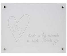 Feel Good Art Mural Cadre en acrylique avec Confrontation Boulons (40 x 30 x 0,6 cm, Taille M, gris doux, un grand miracle dans une petite fille/Enfant DÈcor)