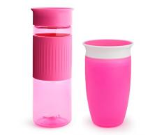 Munchkin - Tasse Miracle 360ᵒ, Set pour Adulte et Enfant, 710 ml/296 ml, Rose