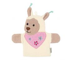 Sterntaler Gant de Toilette Interactif Zoo Câlin, Lama Lotte, Taille : 26 x 24 cm, Blanc