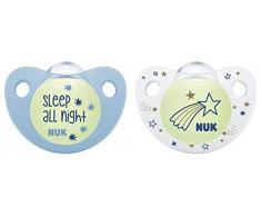 NUK Trendline Night Sucettes pour Garçon, Taille 2, 6-18 Mois, Set de 2