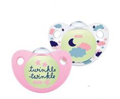 NUK 10176246 Trendline Night & Day Sucette en silicone avec effet lumineux Rose 6-18 mois