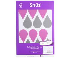 Snüz Chambre denfant Stickers muraux – Rose/gris Gouttes deau, Lot de 48 feuilles