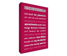 Little Helper kr1216–05 G Feel Good Art Tableau décoration murale sur toile avec les règles des enfants Typographie moderne, 40 x 30 cm, rouge-rose