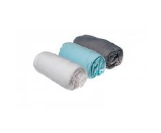 Lot de 3 draps housse Coton - 70x140 - gris blanc turquoise