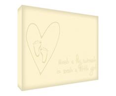Feel Good Art Toile 61 x 81 Boîte avec panneau avant pour la chambre de bébé en massif design mignon (30 x 20 x 4 cm, petit, crème, un grand miracle dans une petite fille)