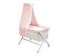 Cambrass Petit Berceau Pieds X en Bois + Ciel de Lit Star Rose 55 X 87 X 74 cm