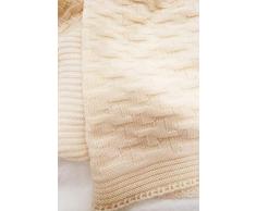 Wallaboo Couverture pour bébé Eden, Plaid, Très Doux pour Bébé, Couverture de Bébé Tricotée, 100% laine Mérinos, 90 x 70 cm, fabriqué en Allemagne, Couleur: Naturel