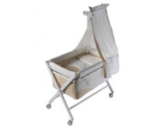 Naf-Naf Mini-Berceau Complet, Bois + Textile + Ciel de Lit, Brodé Puppy