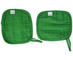 mundo melocotón Set de 2 Attaches Sucette en Mousseline Vert