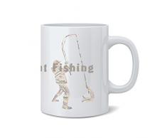 Feel Good Art Mug en céramique Motif typographie moderne Pêcheur (automne Tones)