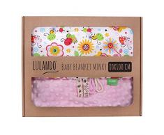 LULANDO Couverture MINKY 80x100 cm, couette, couverture pour poussette, réversible, pour journées fraîches, 100% coton, anti-allergique, coton respirant, certificat Oeko-Tex, Couleur: Rose - Abeilles