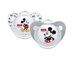 NUK Pack 2 Tétines (1-Disney Mickey and 1-Disney Minnie) Silicone Sucette Biberon 0-6mois