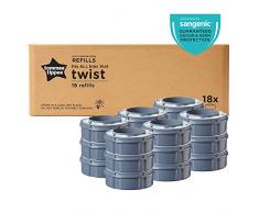 Tommee Tippee Recharges de Poubelle à Couches pour Twist & Click et Sangenic TEC, Protection Anti-Odeur et Anti-Germe Garantie, Lot de 18