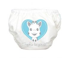 Sophie La Girafe Couche de bain réutilisable 2 en 1 pour bébé garçon et fille Grand cœur bleu