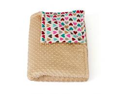 1buy3 MINKY Couverture douillette doublée en peluche pour bébé Motif petits cœurs 100 x 160 cm