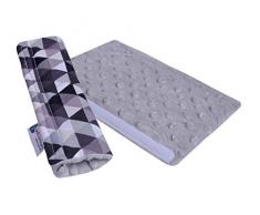Rembourrage de ceinture pour voiture 17 x 22 cm bébé 100% coton Minky Medi Partners double face Ceinture de sécurité pour voiture sport Poussette écorchure (triangles gris avec Minky gris)