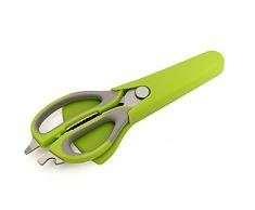 Local Makes A Comeback Ciseaux de cuisine multifonction en acier inoxydable 2 en 1 pour décapsuleur de viande, noix et bouteilles. Vert/Gris