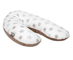 Snoozzz Coussin dallaitement Coussin de maternité Coussin de grossesse - avec housse en coton microfibre déhoussable et lavable – 185 cm - Remplissage : microbilles légères et silencieuses – étoile gris