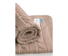 Wallaboo Couverture pour bébé Noa, Plaid, Très Doux pour Bébé, Couverture de Bébé Tricotée, 100% coton bio, 90 x 70 cm, fabriqué en Allemagne, Couleur: Taupe