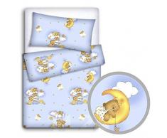 Parure de lit 2 pièces pour lit bébé avec taie doreiller et housse de couette Bleu