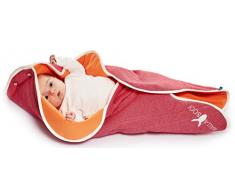 Wallaboo Couverture enveloppante Fleur, Universelle Multi-Usages, pour Coques Bébé, Sièges Auto (p.ex. Maxi-Cosi, Römer, etc), pour Landaus, Poussettes ou Lits Bébé, Colour - Rouge Orange