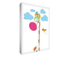 Little Helper Girowl1624–12 G Feel Good Art Décoration murale sur toile de lin épaisse Style moderne – Monsieur Girafe et Monsieur Chouette haute jusqudans les nuages, 60 x 40 cm