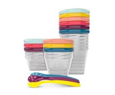 Babymoov A004310 Babybol Multi Set Lot de Pots de Conservation Hermétiques pour Bébé 3x 120ml 3x 180 ml 6x 250ml et 3 Cuillères Souples - Multicolore