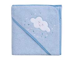 ClevaMama Serviette de Bain Bébé et Enfant, Cape de Bain Tablier Nouveau-Né et Nourrisson, Serviette Tablier à Capuche en Coton Absorbant - Bleu, 98x98 cm