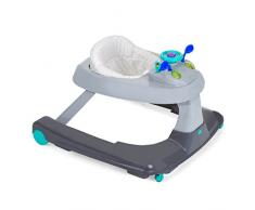 Hauck/ Ride On 1-2-3/ Trotteur Bebe 3 en 1/ Marcheur de 6 mois à 12 kg/ Aide à la Marche avec Roues, Musique, Lumières/ Centre dÉveil et Assise Amovible/ Réglable en Hauteur/ Hearts (Gris Bleu)