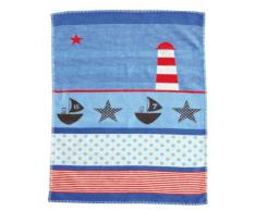 David Fussenegger Couverture pour bébé en coton 100 % bio Lena 75 x 100 cm (Bleu/rouge/motif phare)